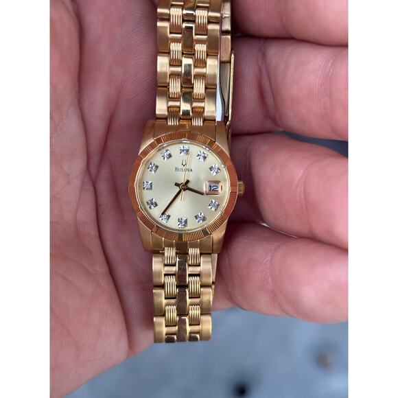 Bulova C960496 Diamond Accent Gold Tone Women’s Watch. New Battery. main image 11